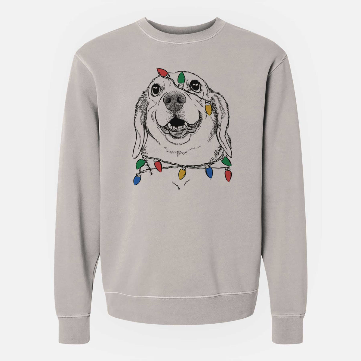 Christmas Lights Minnie the Corgle - Unisex Pigment Dyed Crew Sweatshirt