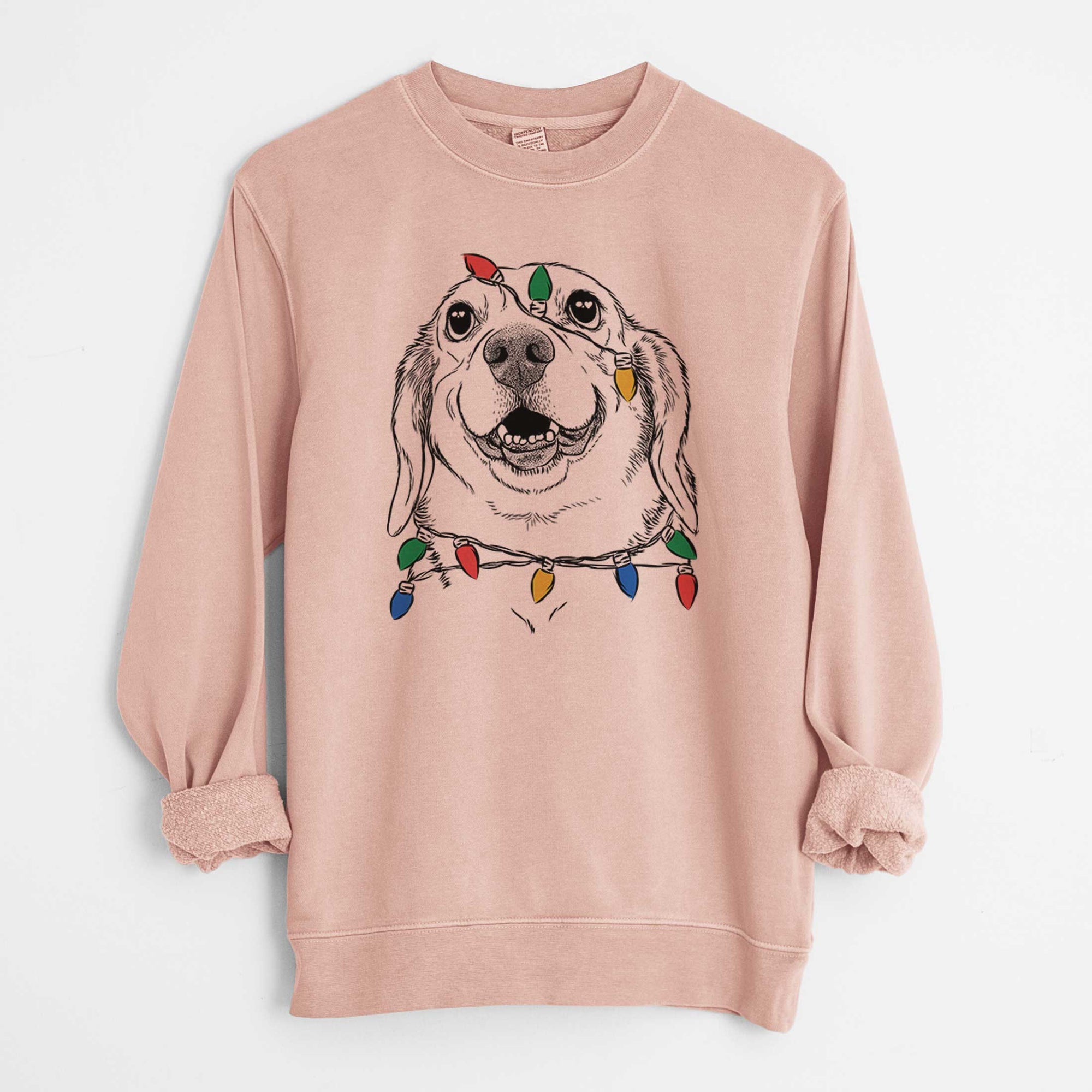 Christmas Lights Minnie the Corgle - Unisex Pigment Dyed Crew Sweatshirt