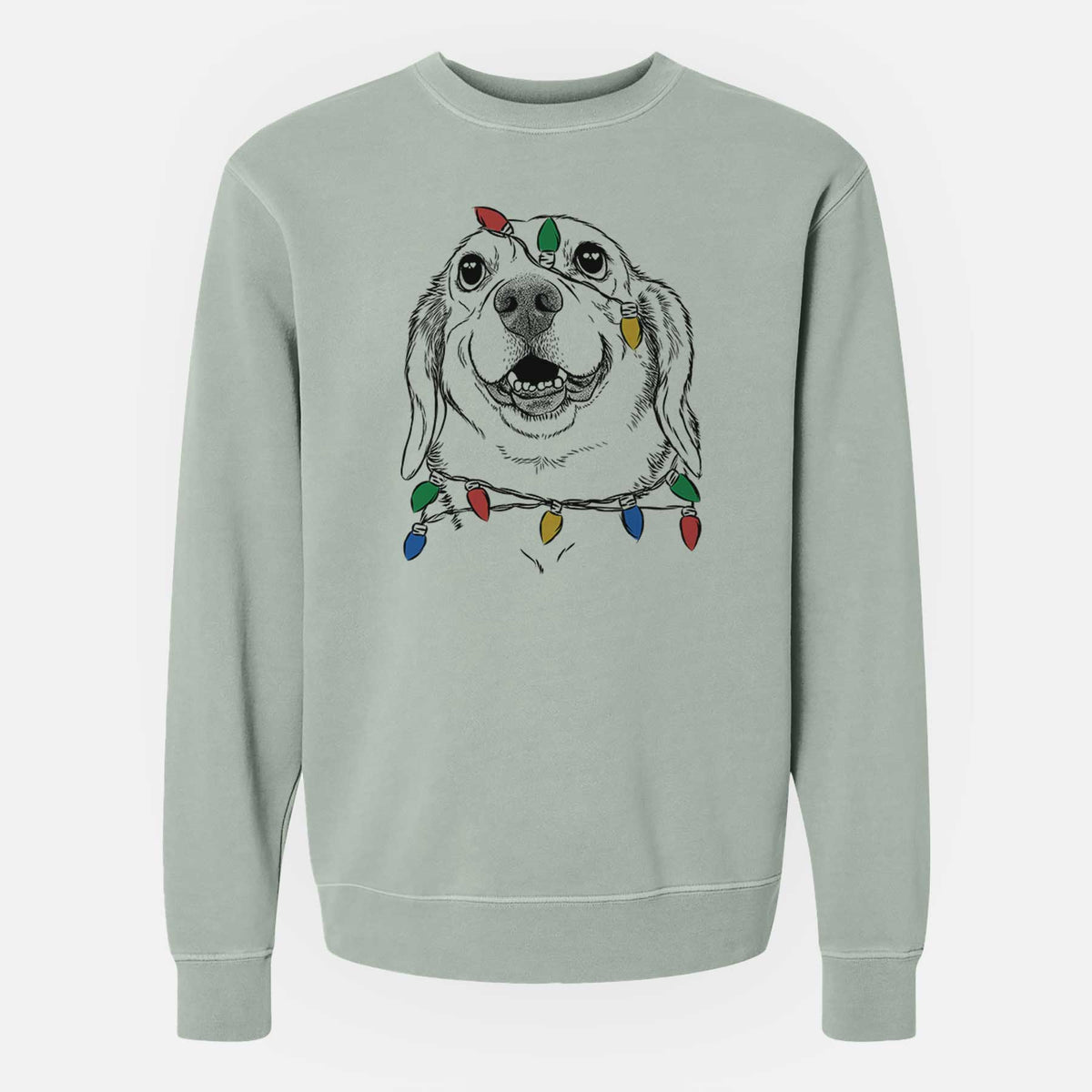 Christmas Lights Minnie the Corgle - Unisex Pigment Dyed Crew Sweatshirt