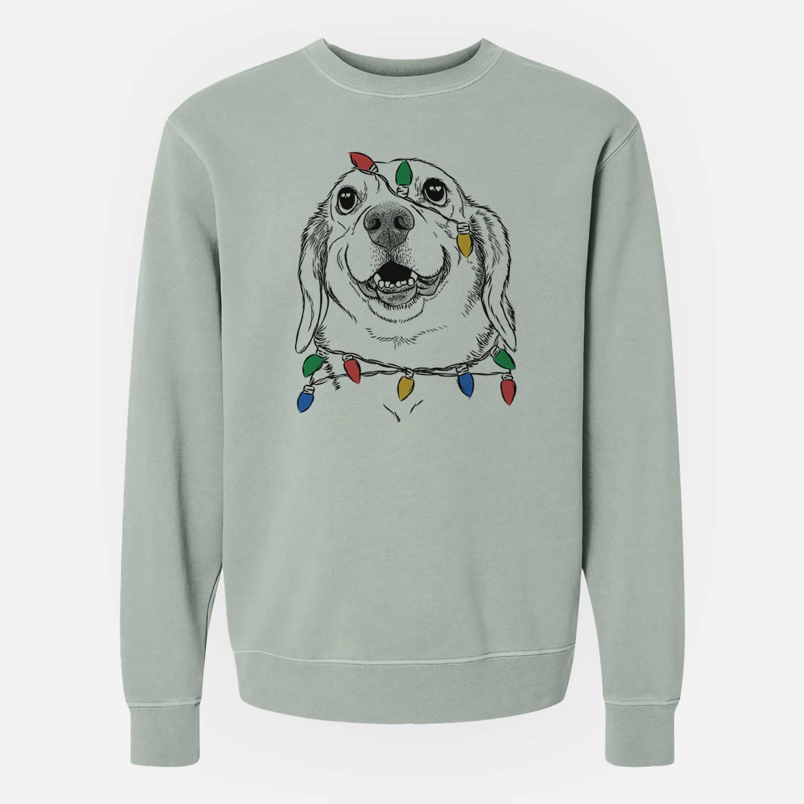 Christmas Lights Minnie the Corgle - Unisex Pigment Dyed Crew Sweatshirt