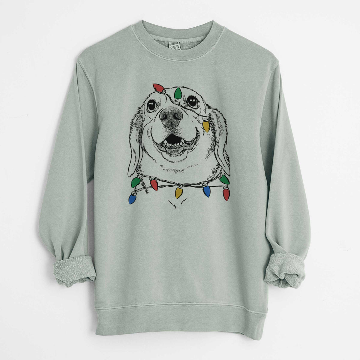 Christmas Lights Minnie the Corgle - Unisex Pigment Dyed Crew Sweatshirt