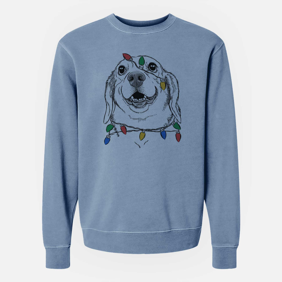 Christmas Lights Minnie the Corgle - Unisex Pigment Dyed Crew Sweatshirt