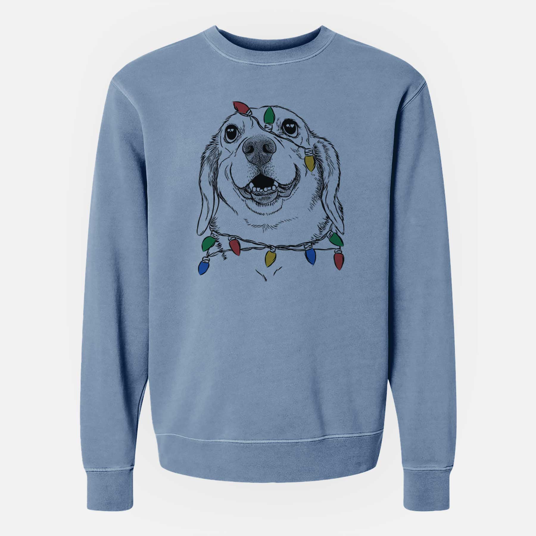 Christmas Lights Minnie the Corgle - Unisex Pigment Dyed Crew Sweatshirt