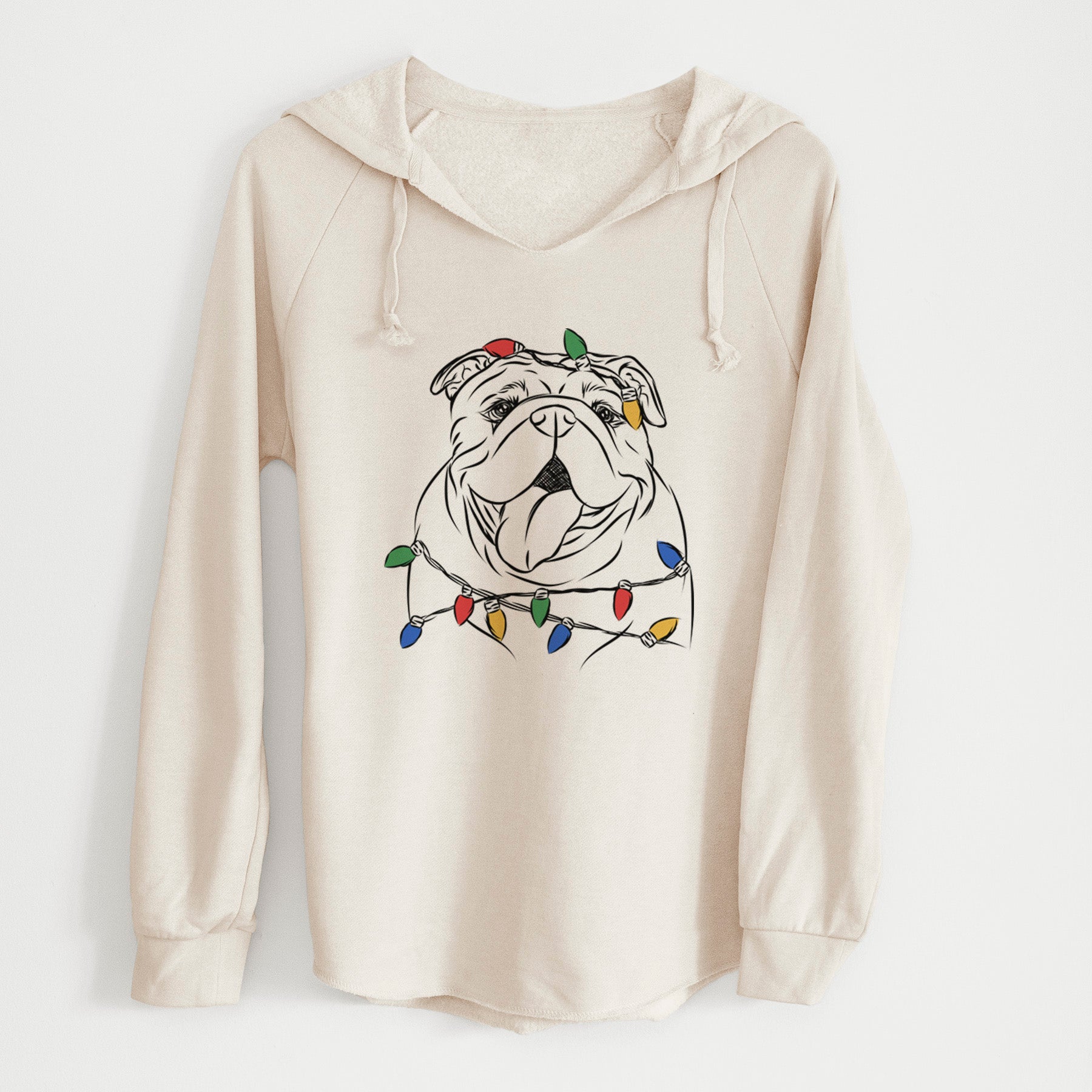 Christmas Lights Missy Moo the English Bulldog - Cali Wave Hooded Sweatshirt