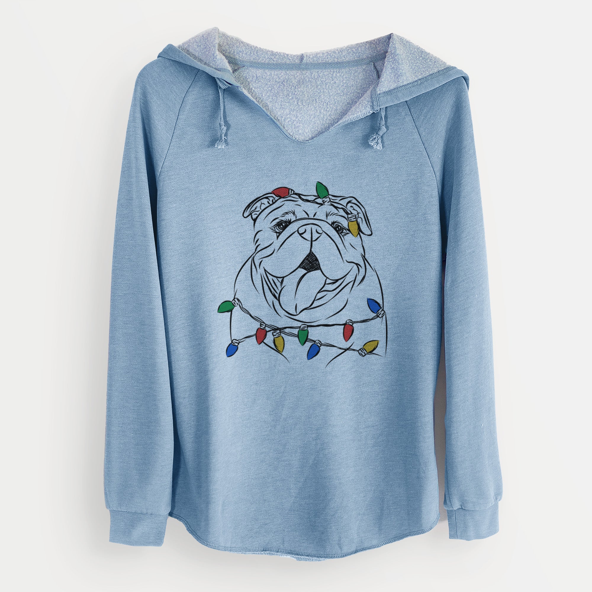 Christmas Lights Missy Moo the English Bulldog - Cali Wave Hooded Sweatshirt