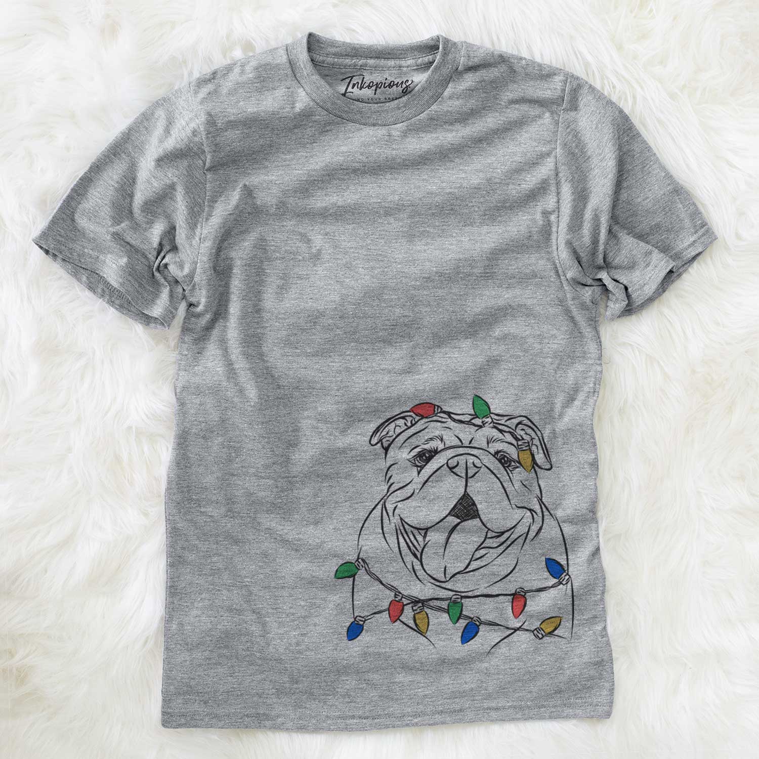 Christmas Lights Missy Moo the English Bulldog - Unisex Crewneck