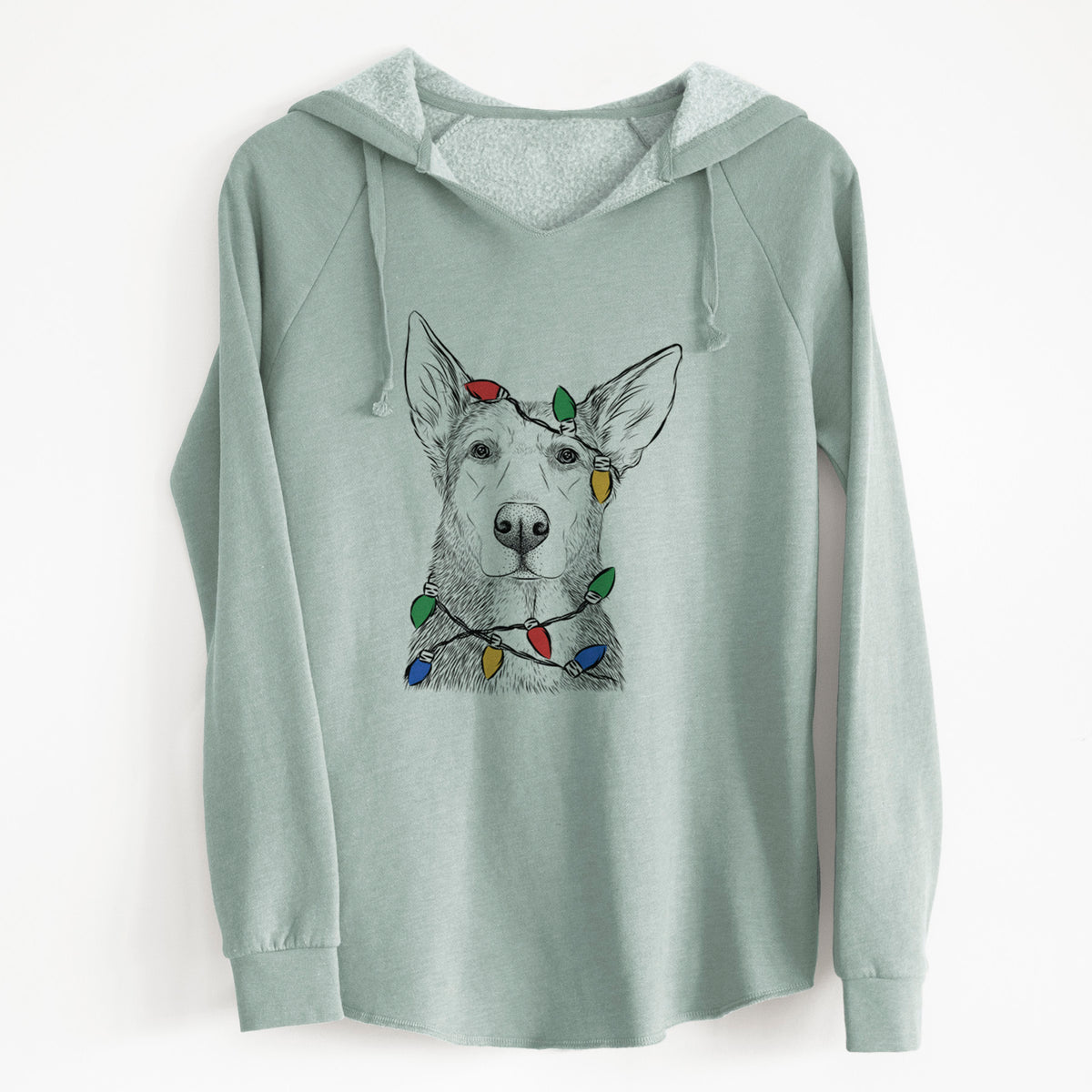 Christmas Lights Misty the German Shepherd Mix - Cali Wave Hooded Sweatshirt