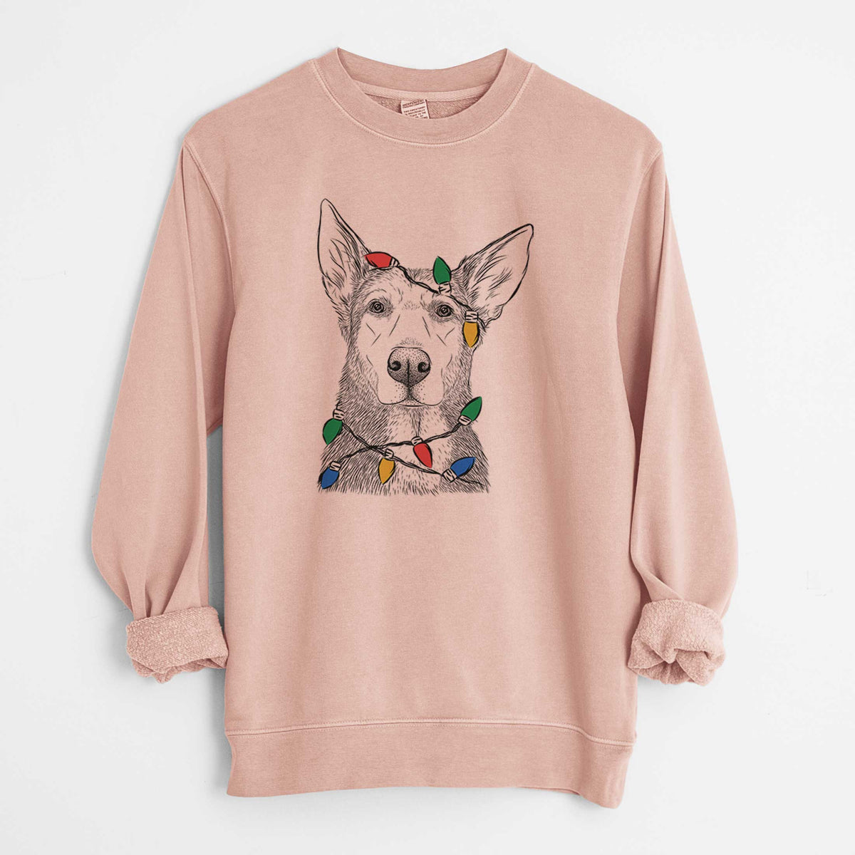Christmas Lights Misty the German Shepherd Mix - Unisex Pigment Dyed Crew Sweatshirt