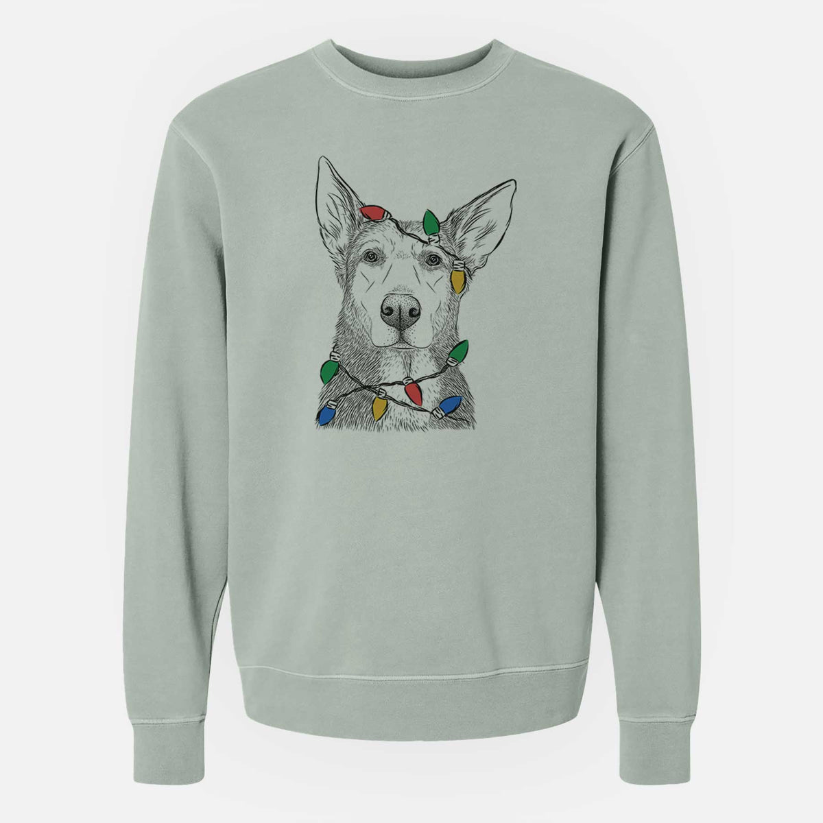 Christmas Lights Misty the German Shepherd Mix - Unisex Pigment Dyed Crew Sweatshirt