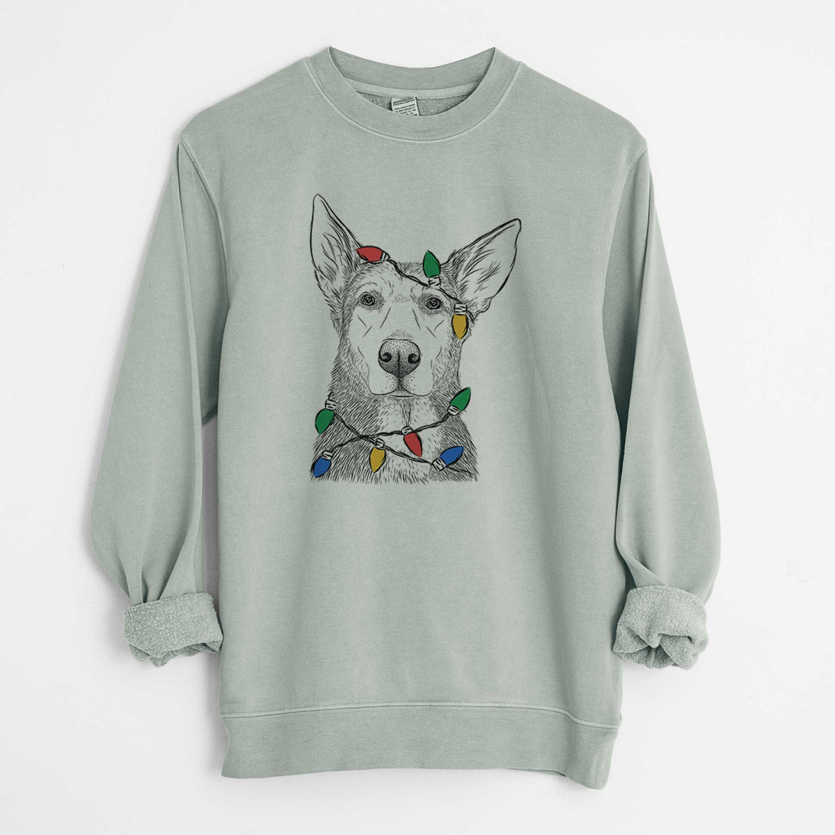 Christmas Lights Misty the German Shepherd Mix - Unisex Pigment Dyed Crew Sweatshirt