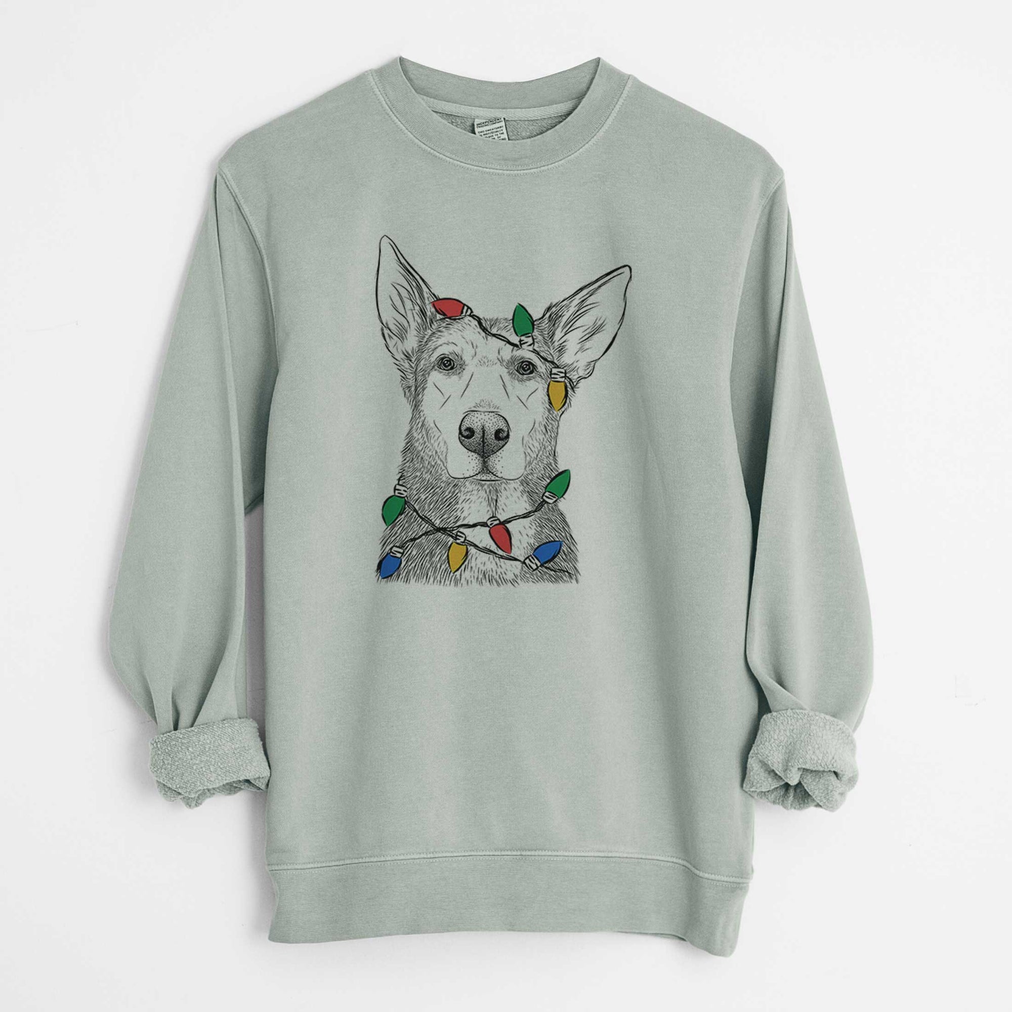 Christmas Lights Misty the German Shepherd Mix - Unisex Pigment Dyed Crew Sweatshirt