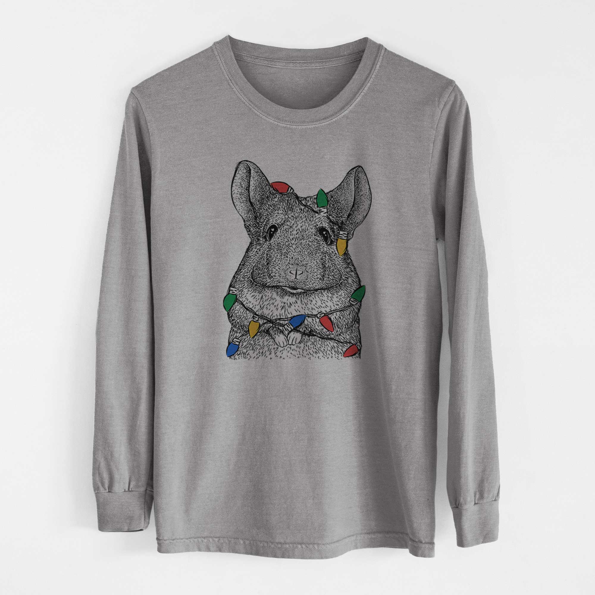 Christmas Lights Mojo the Chinchilla - Heavyweight 100% Cotton Long Sleeve