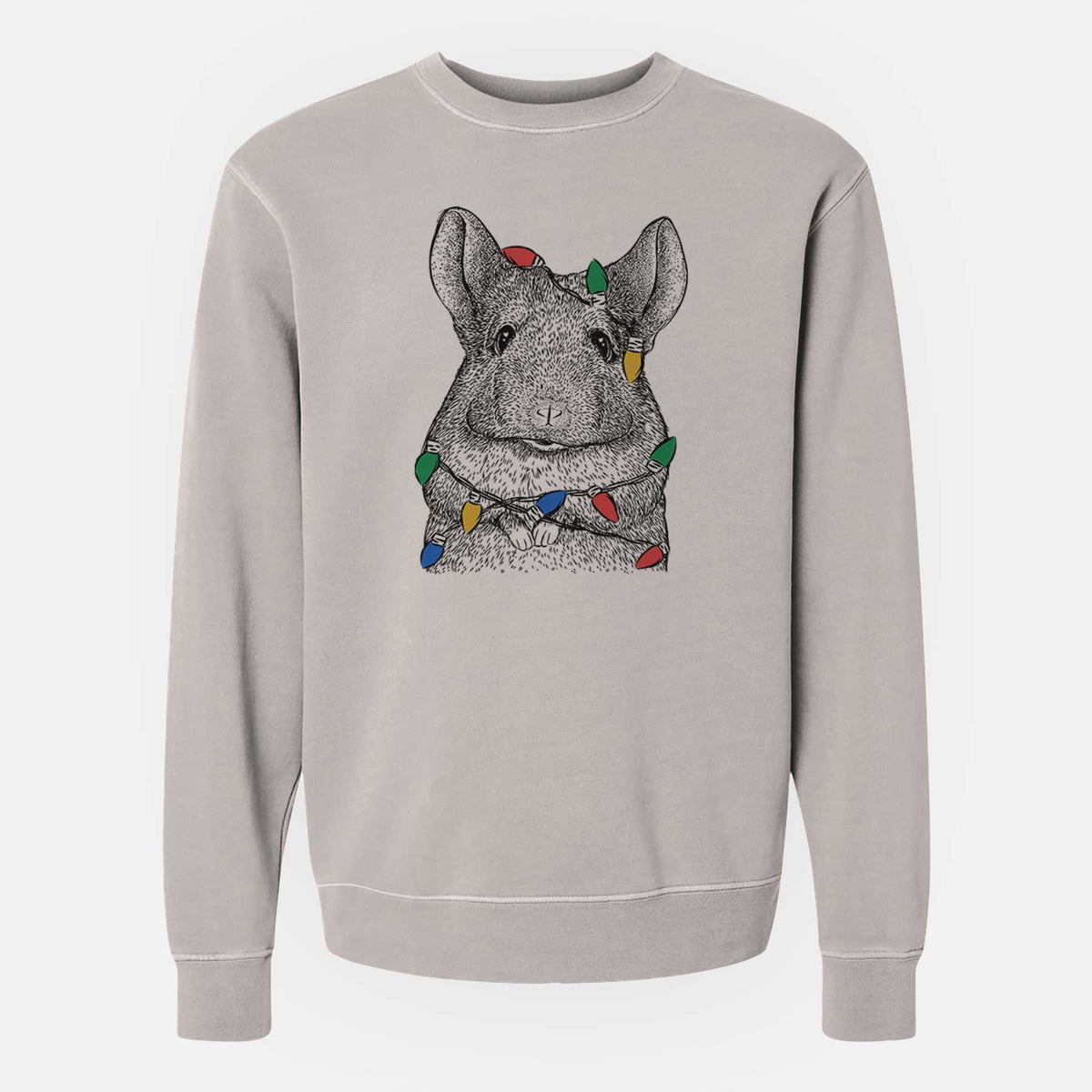 Christmas Lights Mojo the Chinchilla - Unisex Pigment Dyed Crew Sweatshirt