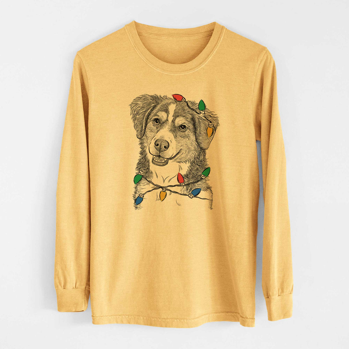 Christmas Lights Molly the Miniature Bernedoodle - Heavyweight 100% Cotton Long Sleeve