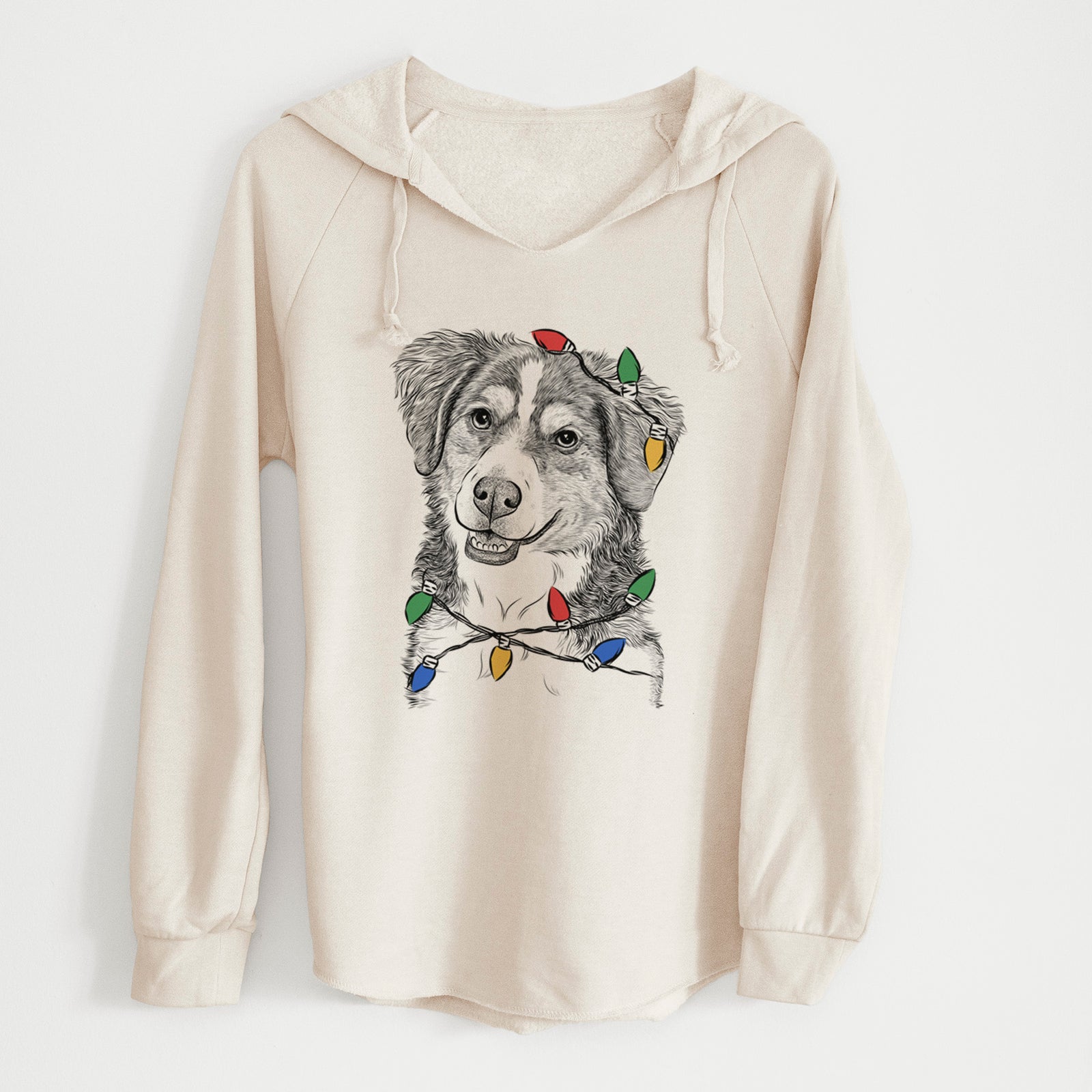 Christmas Lights Molly the Miniature Bernedoodle - Cali Wave Hooded Sweatshirt
