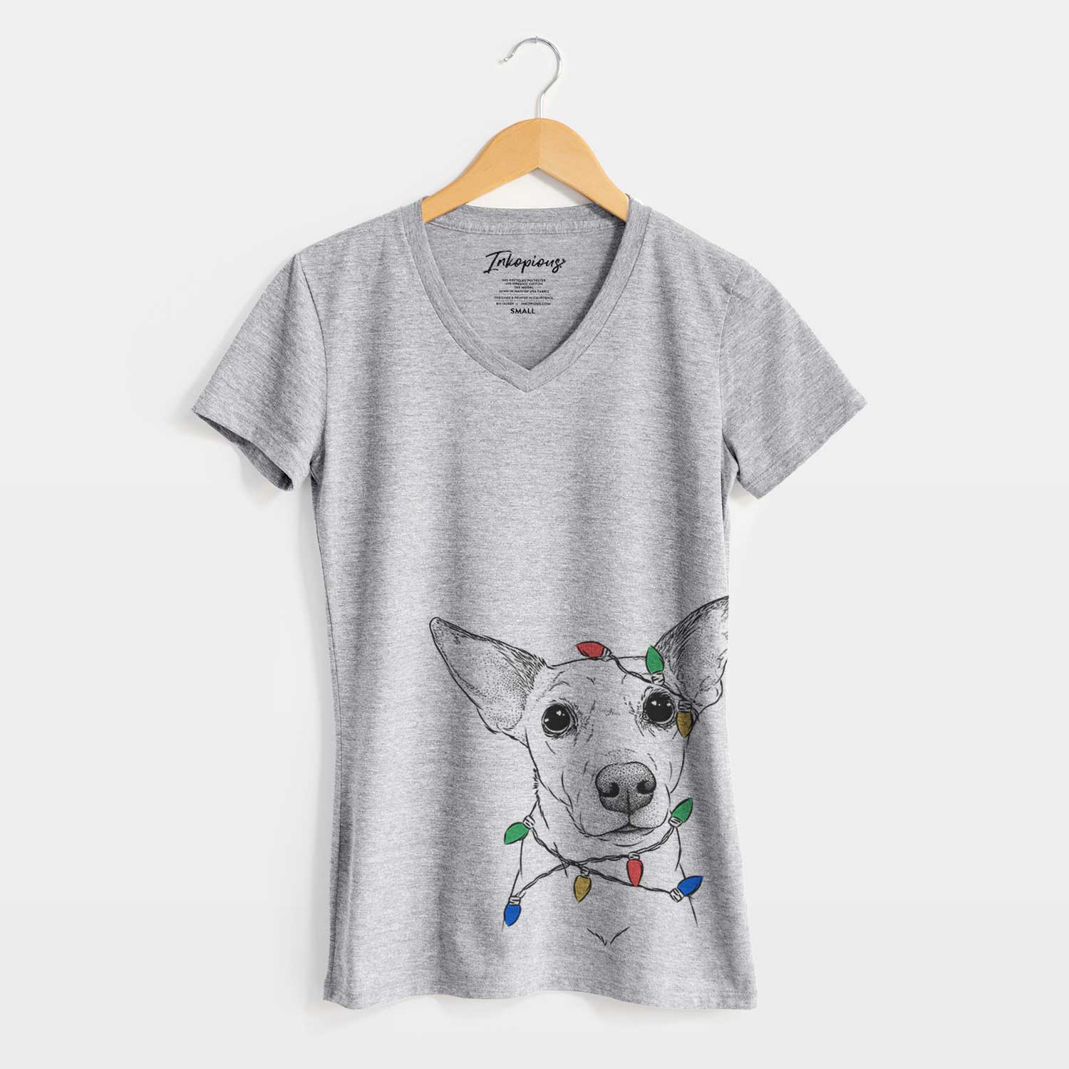 Christmas Lights Molly the Jack Russell Terrier - Women's V-neck Shirt