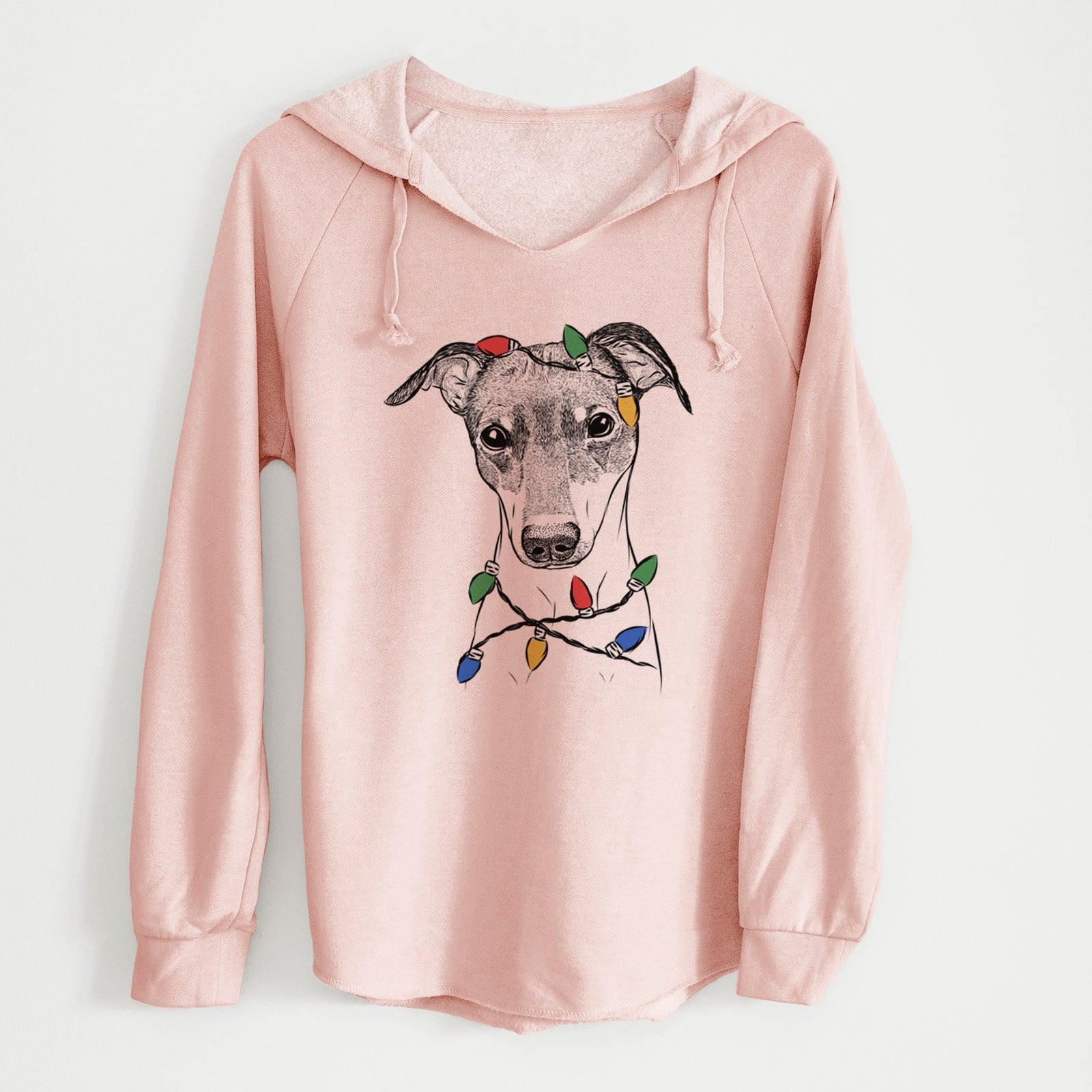 Christmas Lights Momo the Japanese Terrier - Cali Wave Hooded Sweatshirt