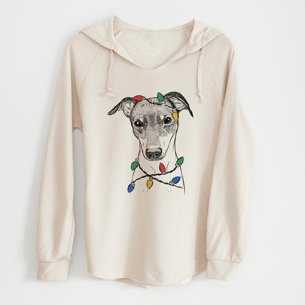 Christmas Lights Momo the Japanese Terrier - Cali Wave Hooded Sweatshirt