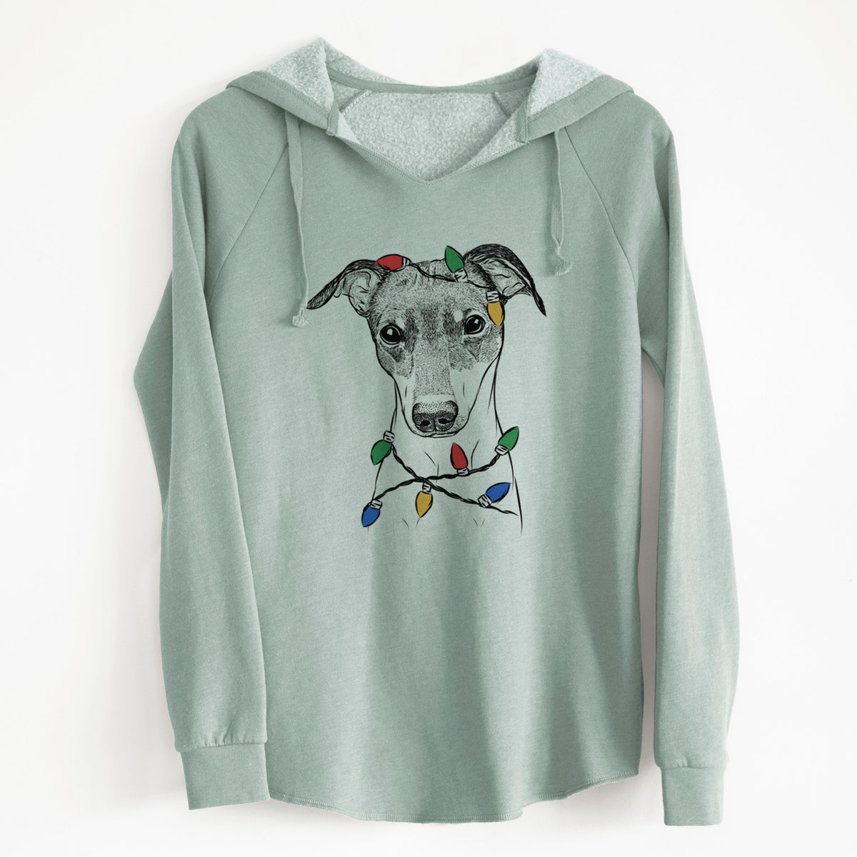 Christmas Lights Momo the Japanese Terrier - Cali Wave Hooded Sweatshirt