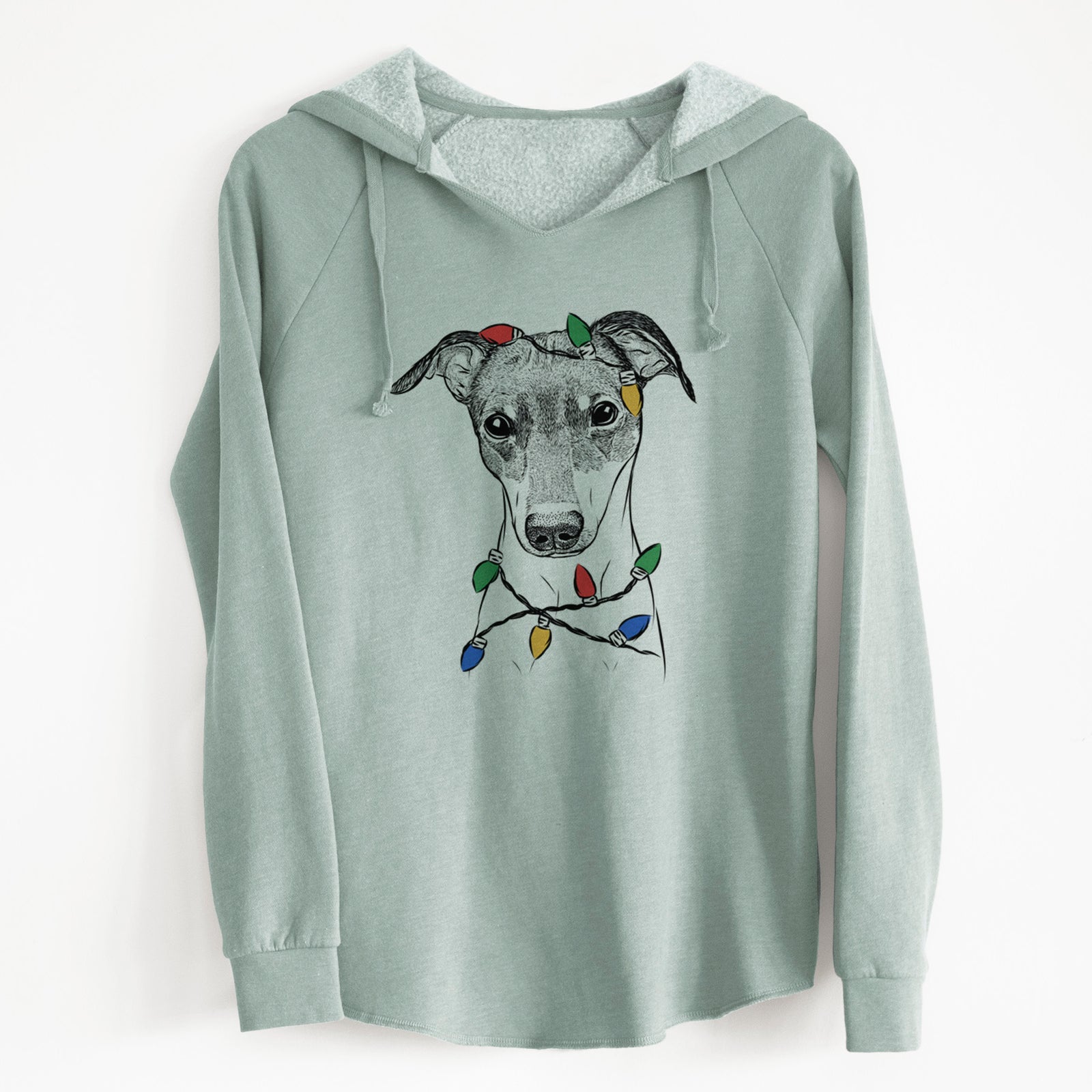 Christmas Lights Momo the Japanese Terrier - Cali Wave Hooded Sweatshirt