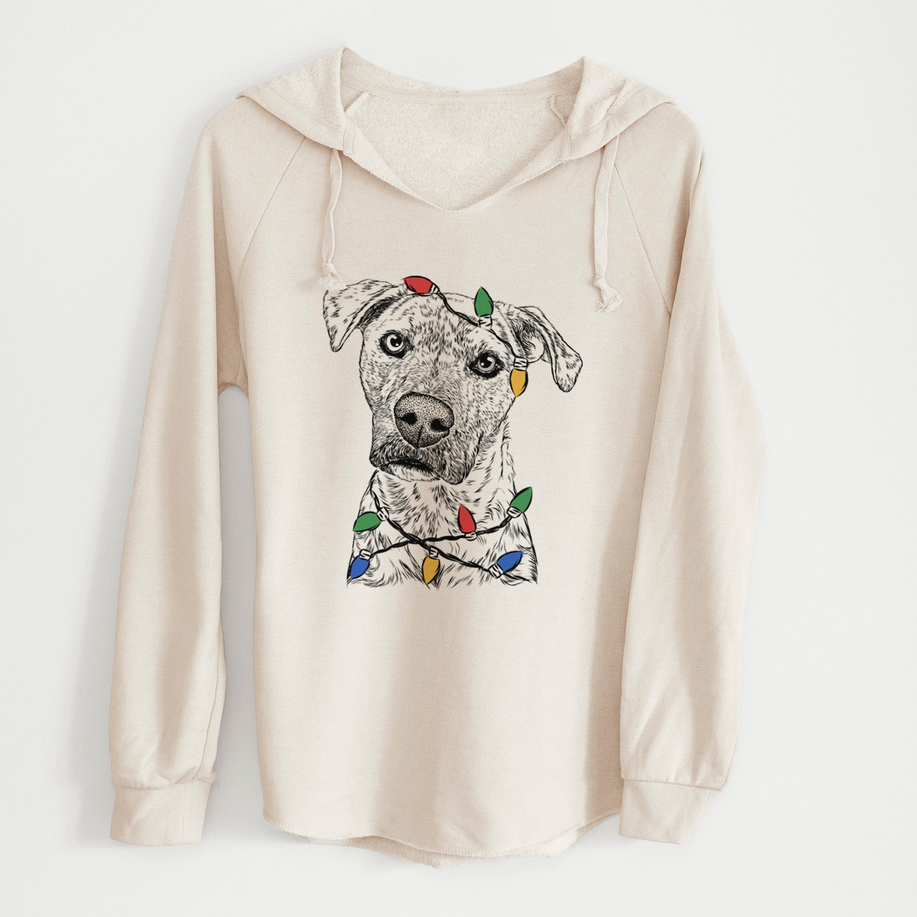 Christmas Lights Monster Baby the Pitbull Mix - Cali Wave Hooded Sweatshirt