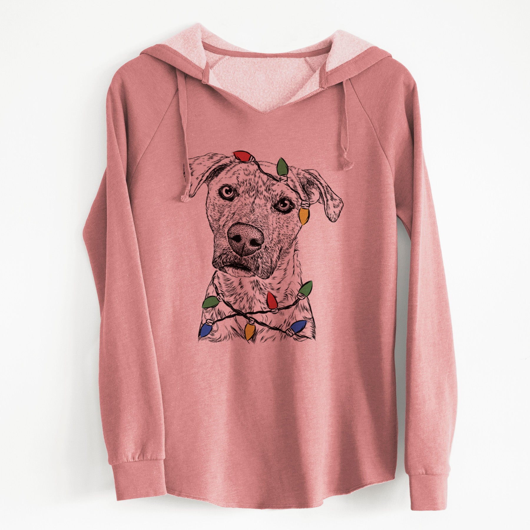 Christmas Lights Monster Baby the Pitbull Mix - Cali Wave Hooded Sweatshirt