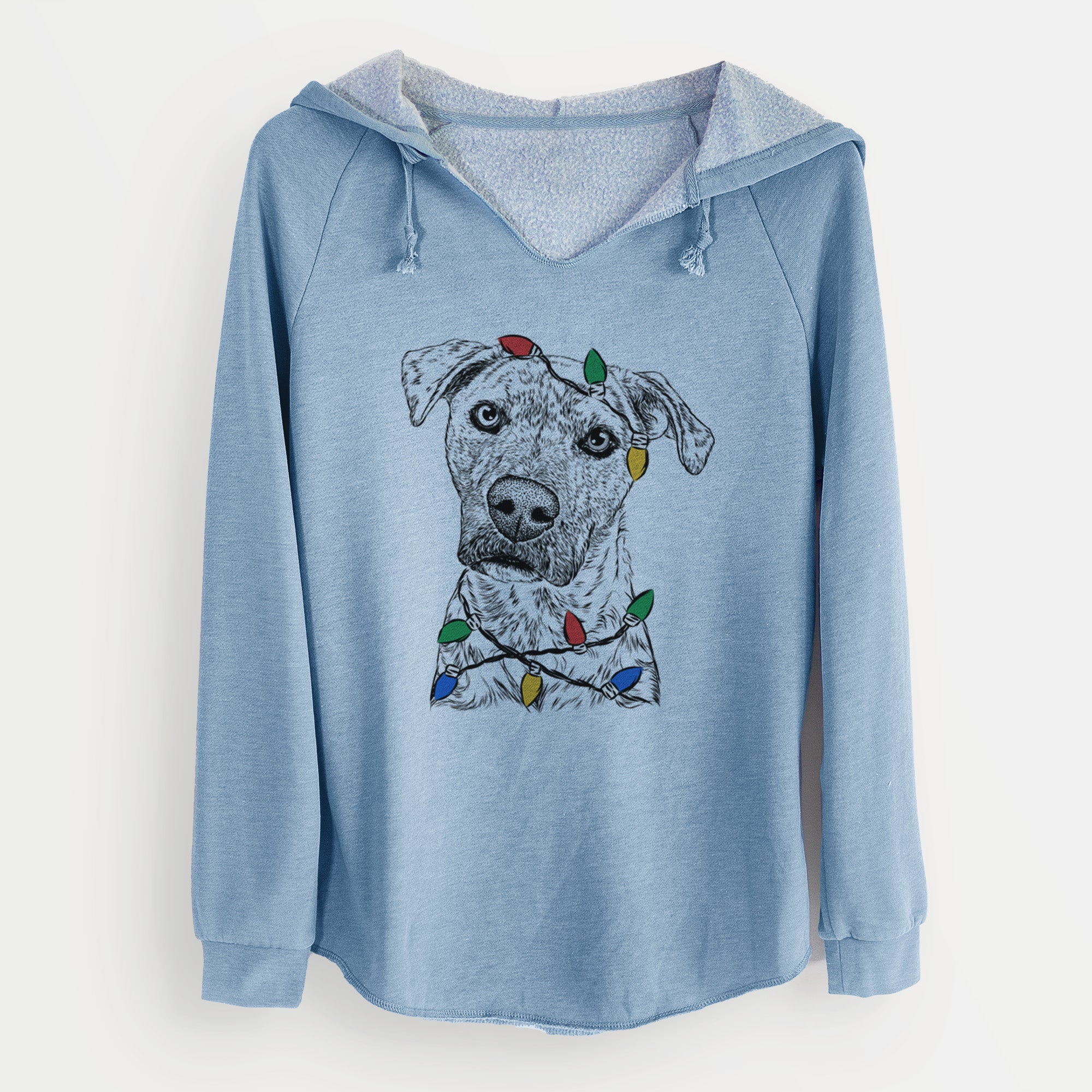 Christmas Lights Monster Baby the Pitbull Mix - Cali Wave Hooded Sweatshirt