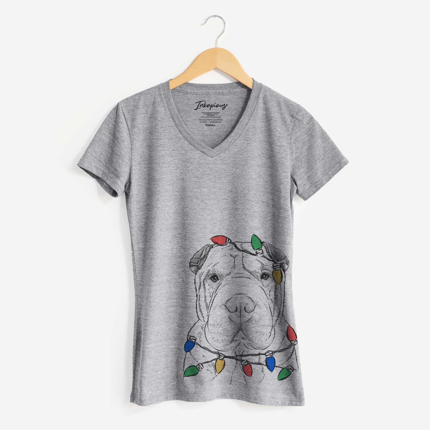Christmas Lights Moomers the Shar Pei - Women's V-neck Shirt