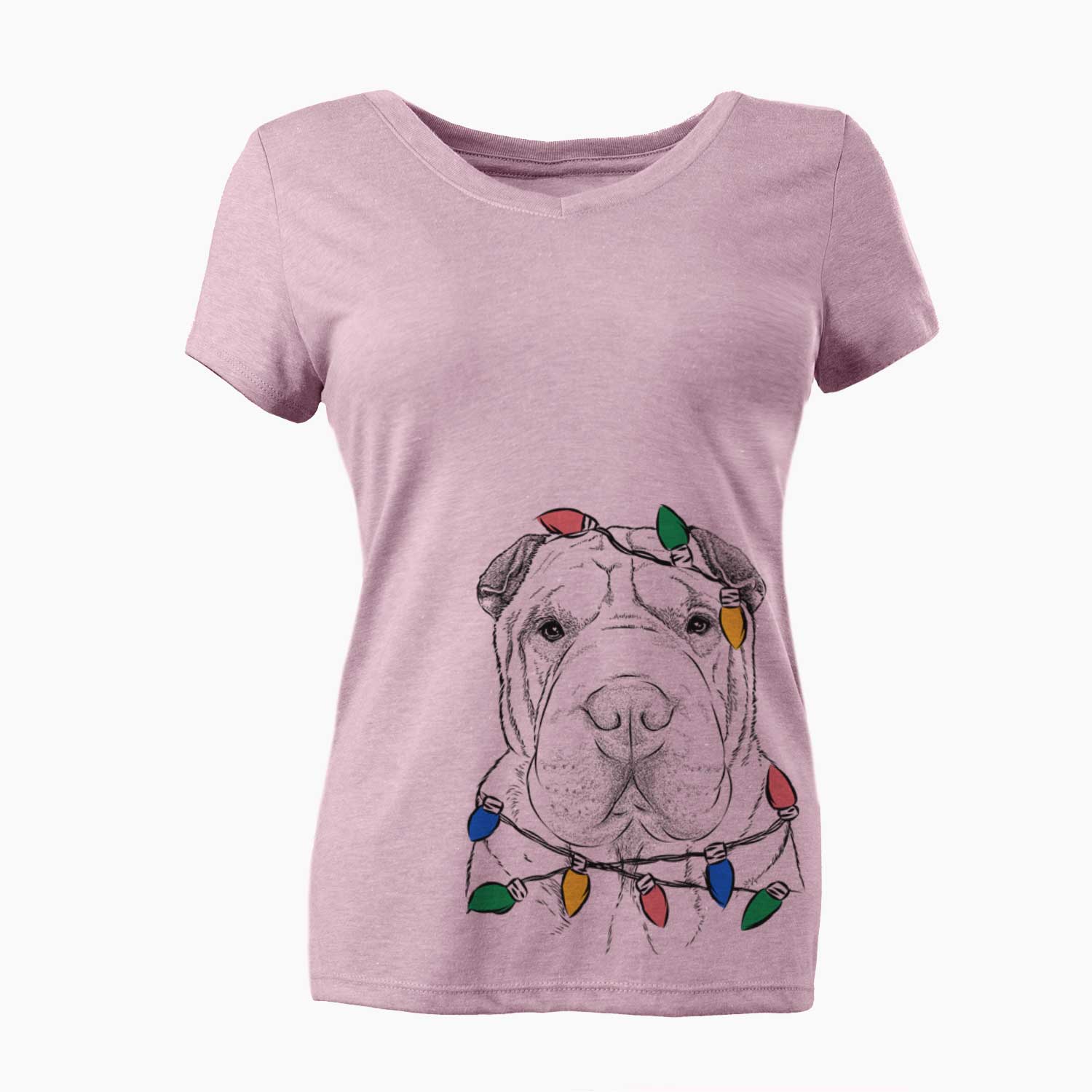 Christmas Lights Moomers the Shar Pei - Women's V-neck Shirt