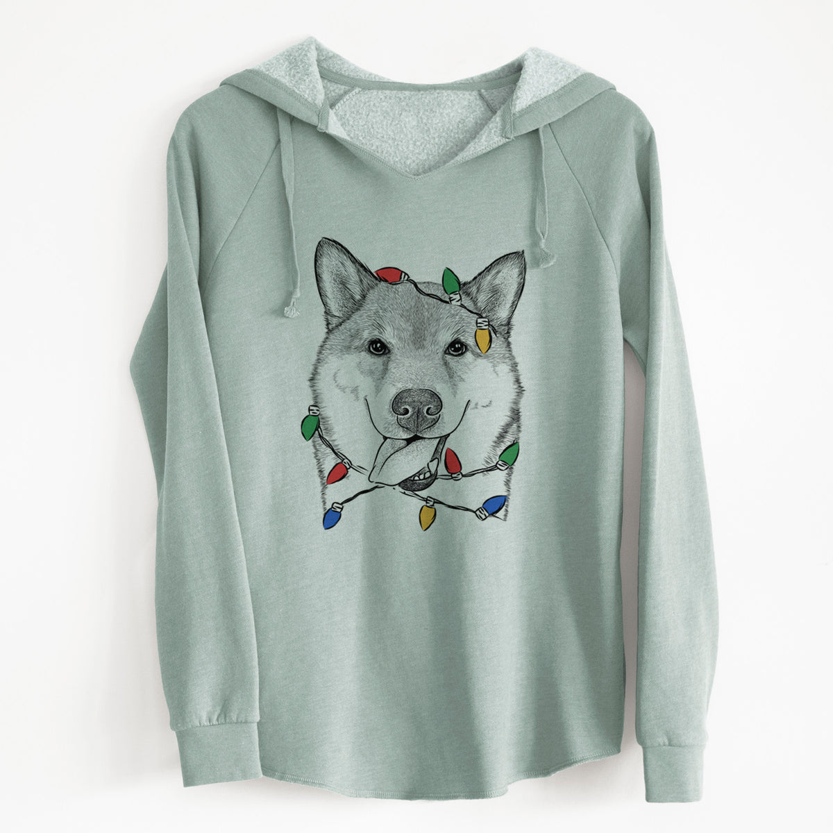 Christmas Lights Mothra the Shiba Inu - Cali Wave Hooded Sweatshirt