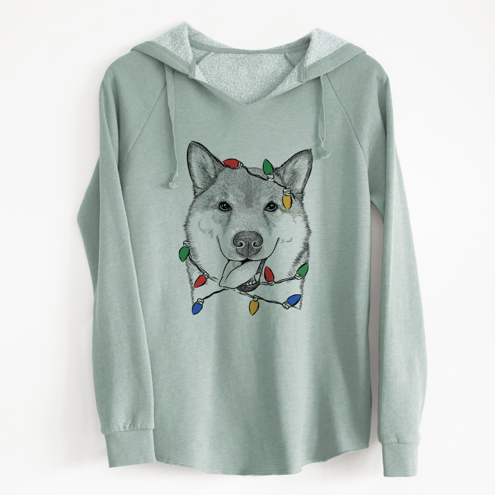 Christmas Lights Mothra the Shiba Inu - Cali Wave Hooded Sweatshirt