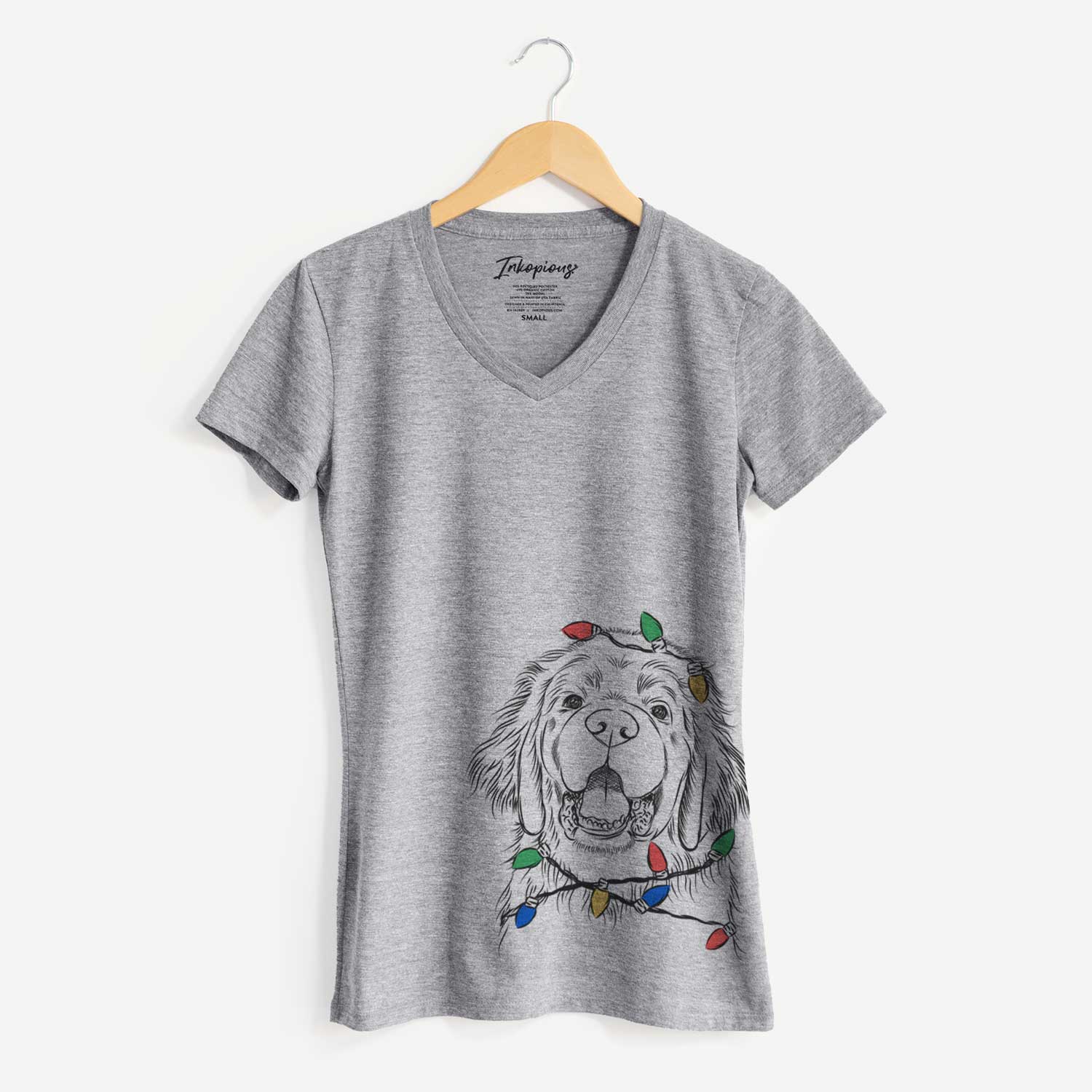 Christmas Lights Mozart the Newfoundland - Women's V-neck Shirt