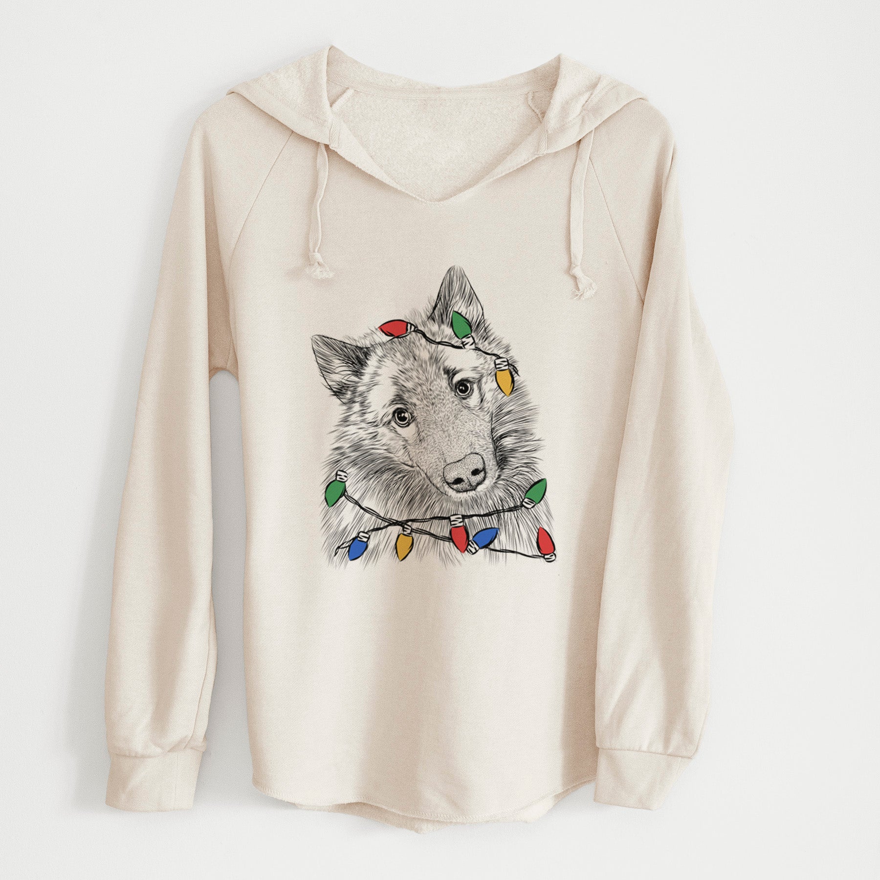 Christmas Lights Mr. Maverick the Keeshond - Cali Wave Hooded Sweatshirt