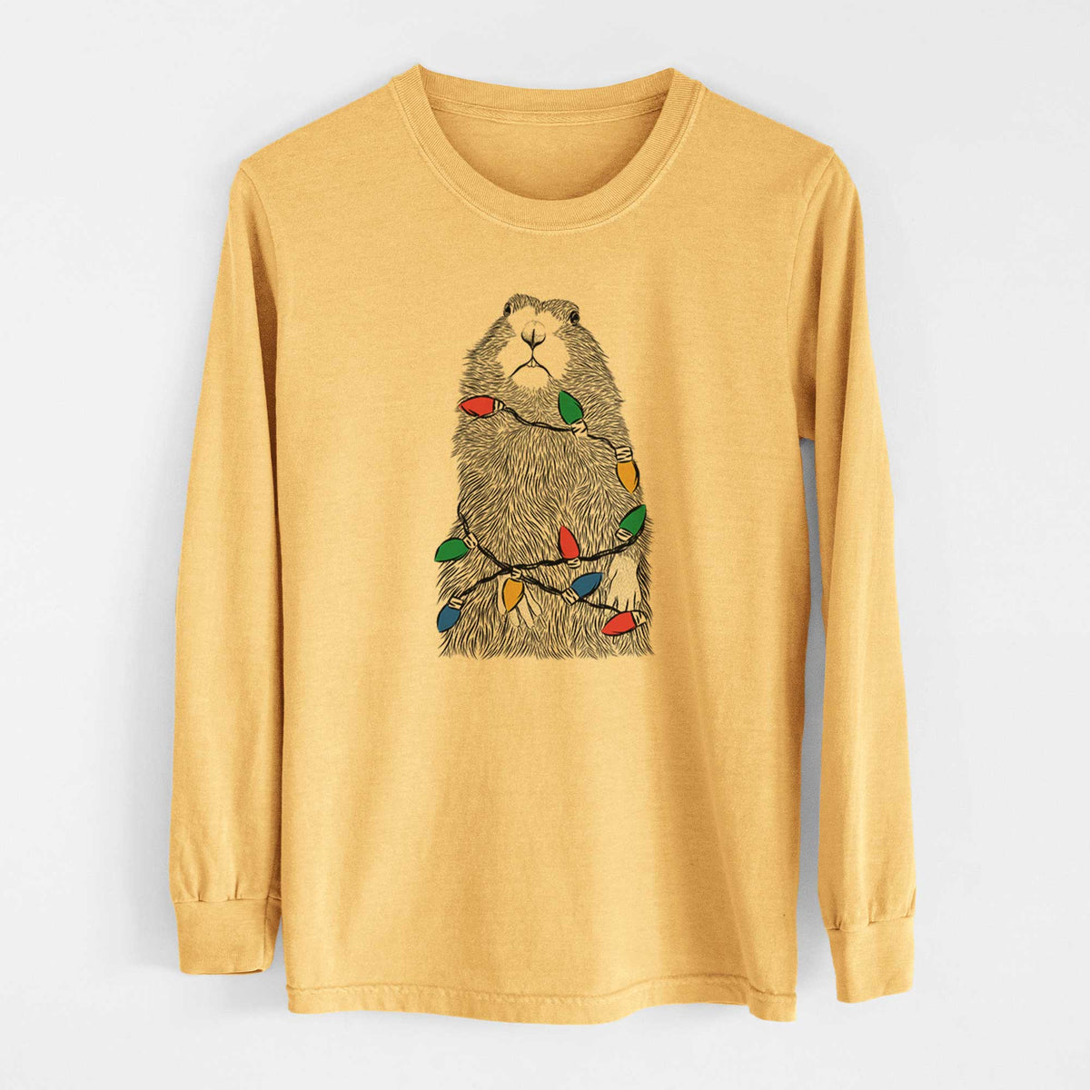 Christmas Lights Mr. Otis the Prairie Dog - Heavyweight 100% Cotton Long Sleeve