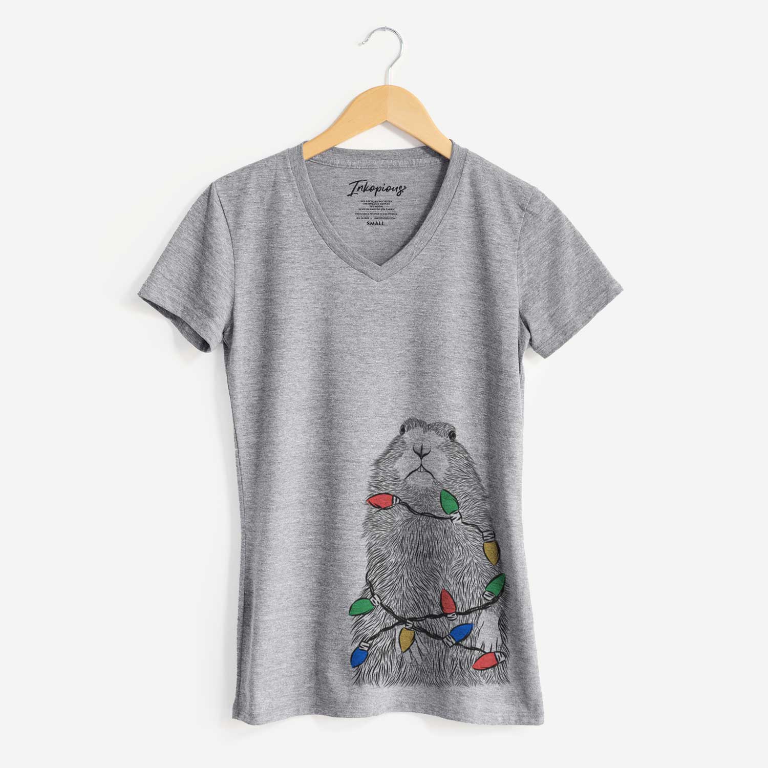 Christmas Lights Mr. Otis the Prairie Dog - Women's V-neck Shirt