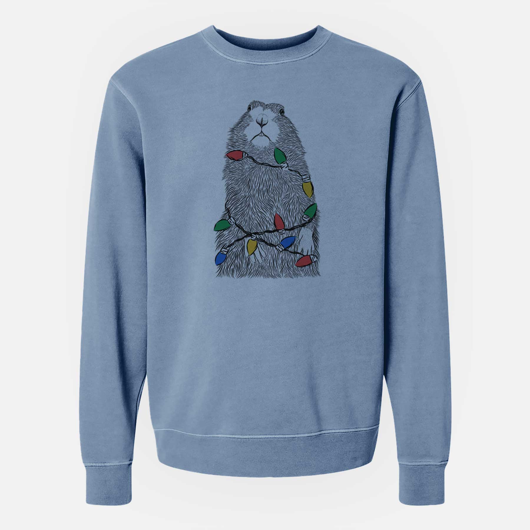 Christmas Lights Mr. Otis the Prairie Dog - Unisex Pigment Dyed Crew Sweatshirt