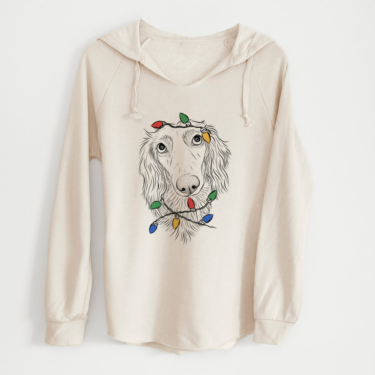 Christmas Lights Mr. Rusty the Long Haired Dachshund - Cali Wave Hooded Sweatshirt