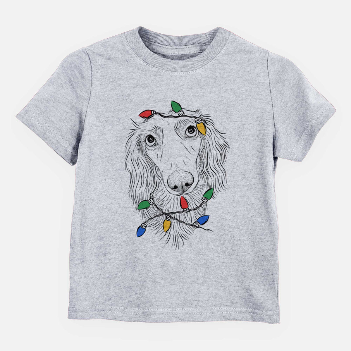 Christmas Lights Mr. Rusty the Long Haired Dachshund - Kids/Youth/Toddler Shirt