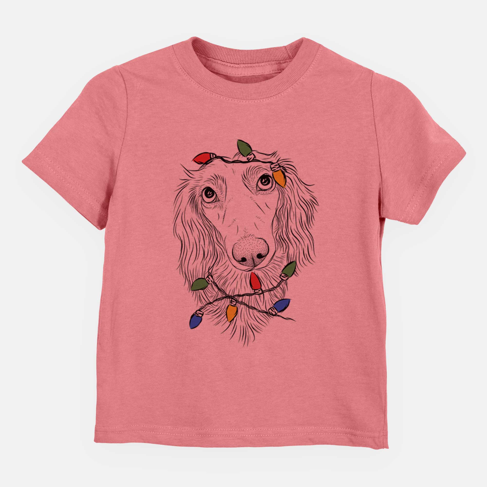 Christmas Lights Mr. Rusty the Long Haired Dachshund - Kids/Youth/Toddler Shirt