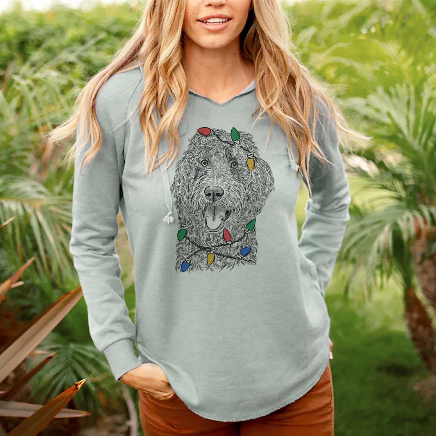 Christmas Lights Murr Dog the Labradoodle - Cali Wave Hooded Sweatshirt