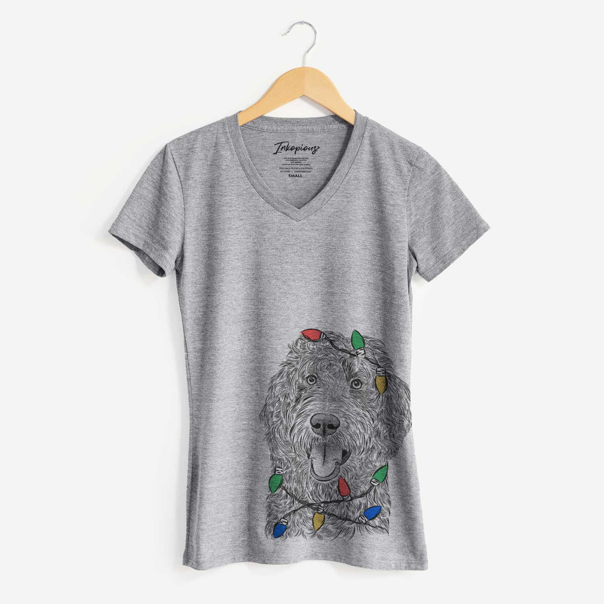 Christmas Lights Murr Dog the Labradoodle - Women's V-neck Shirt