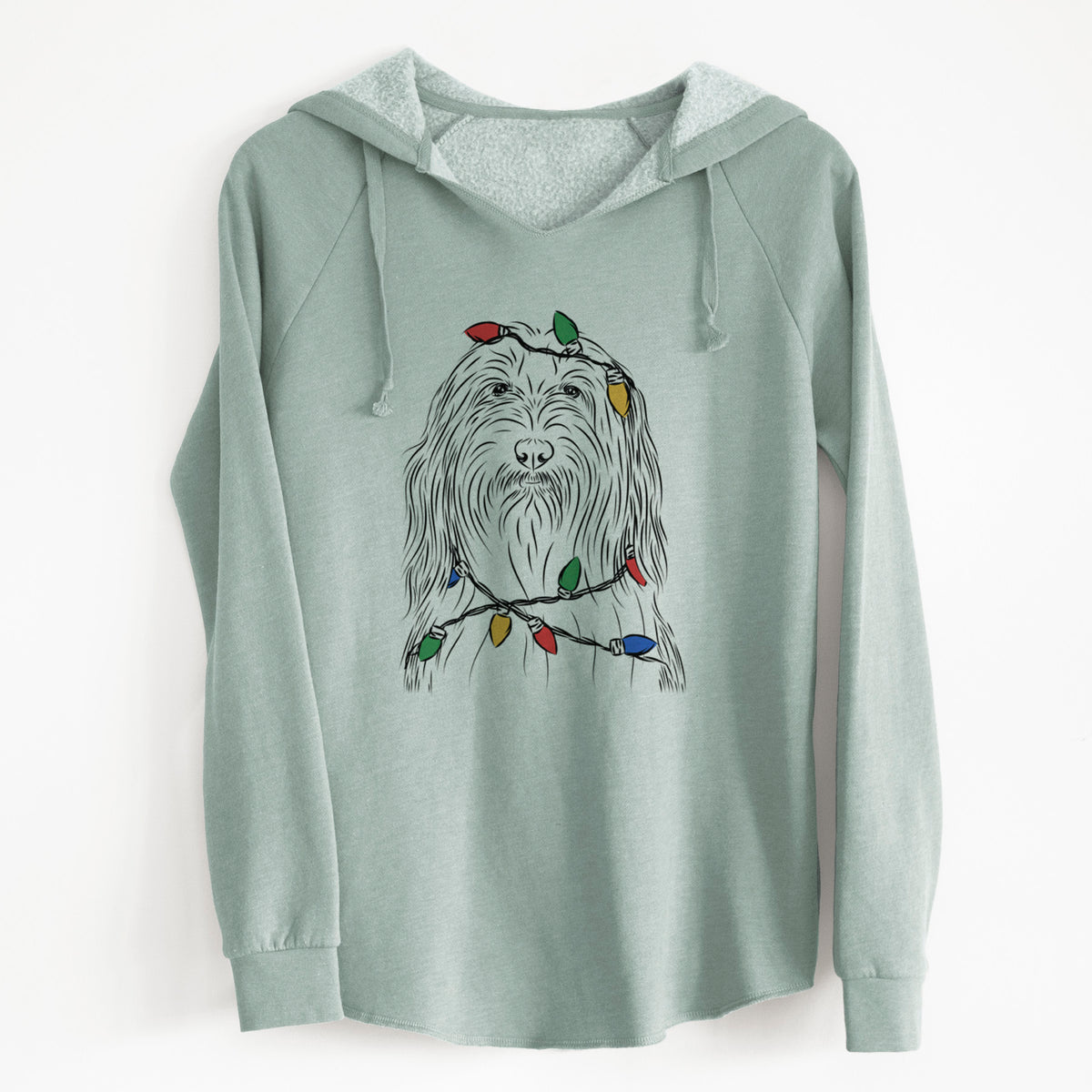 Christmas Lights Murray the Bearded Collie - Cali Wave Hooded Sweatshirt
