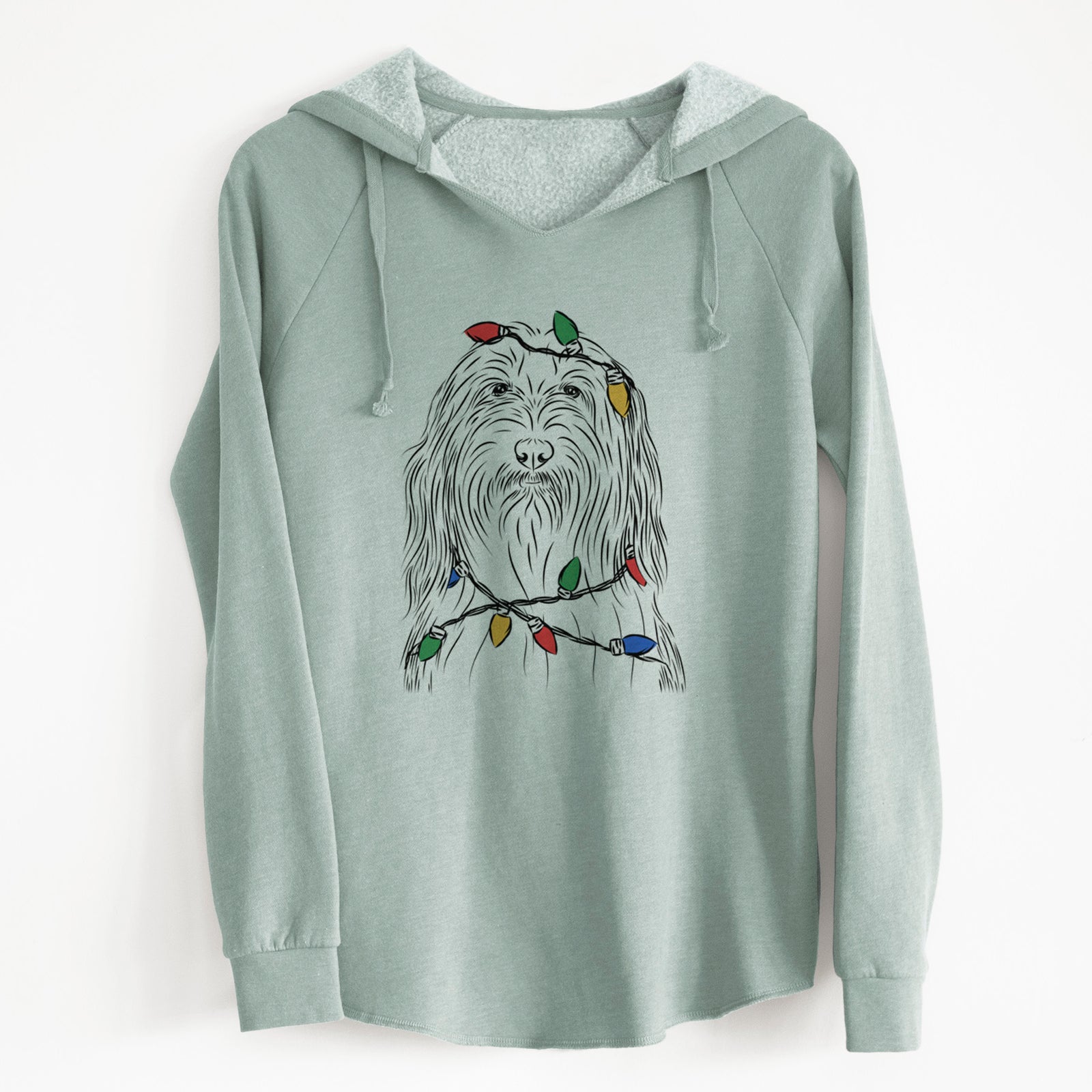 Christmas Lights Murray the Bearded Collie - Cali Wave Hooded Sweatshirt