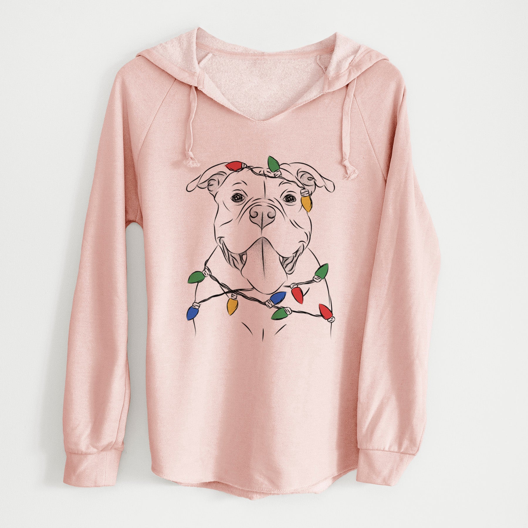 Christmas Lights Nacho the American Bully - Cali Wave Hooded Sweatshirt