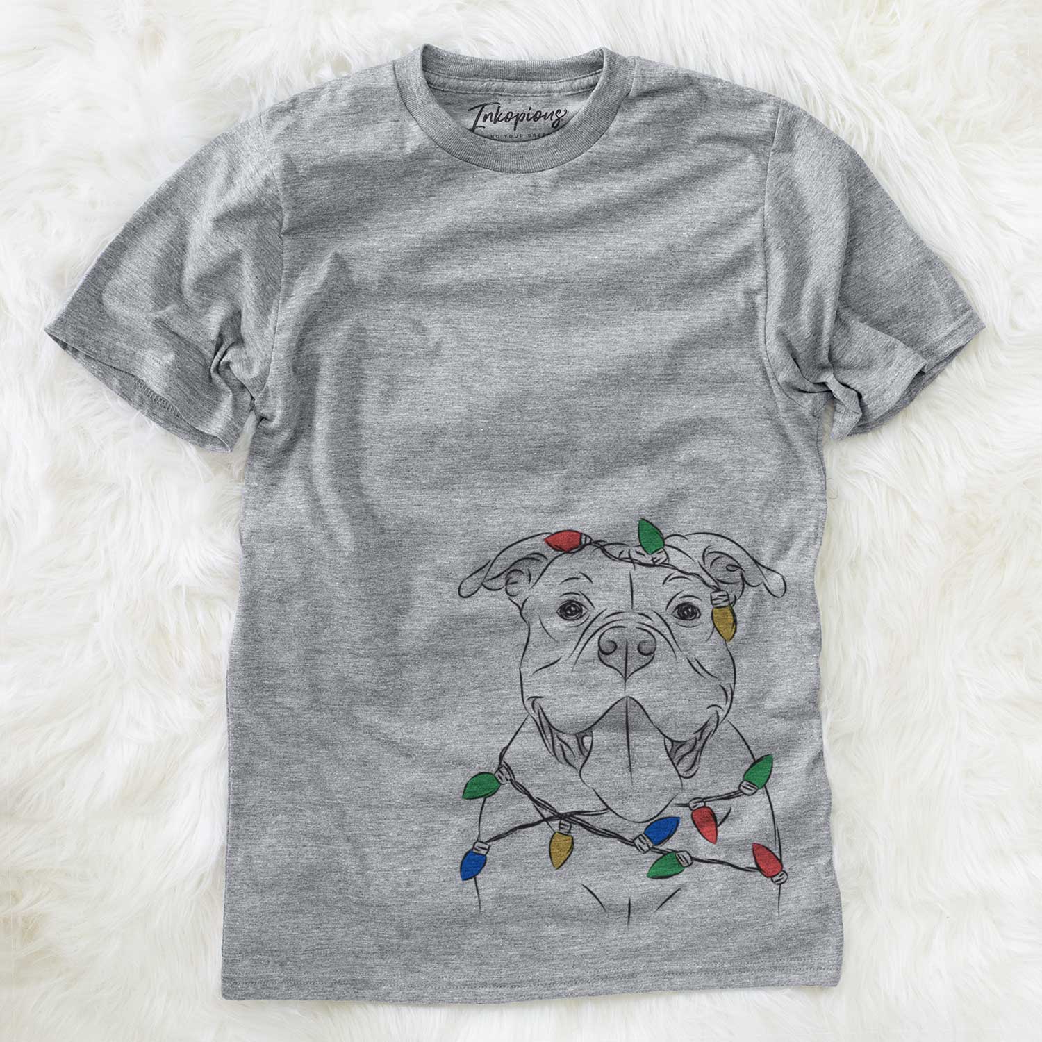 Christmas Lights Nacho the American Bully - Unisex Crewneck