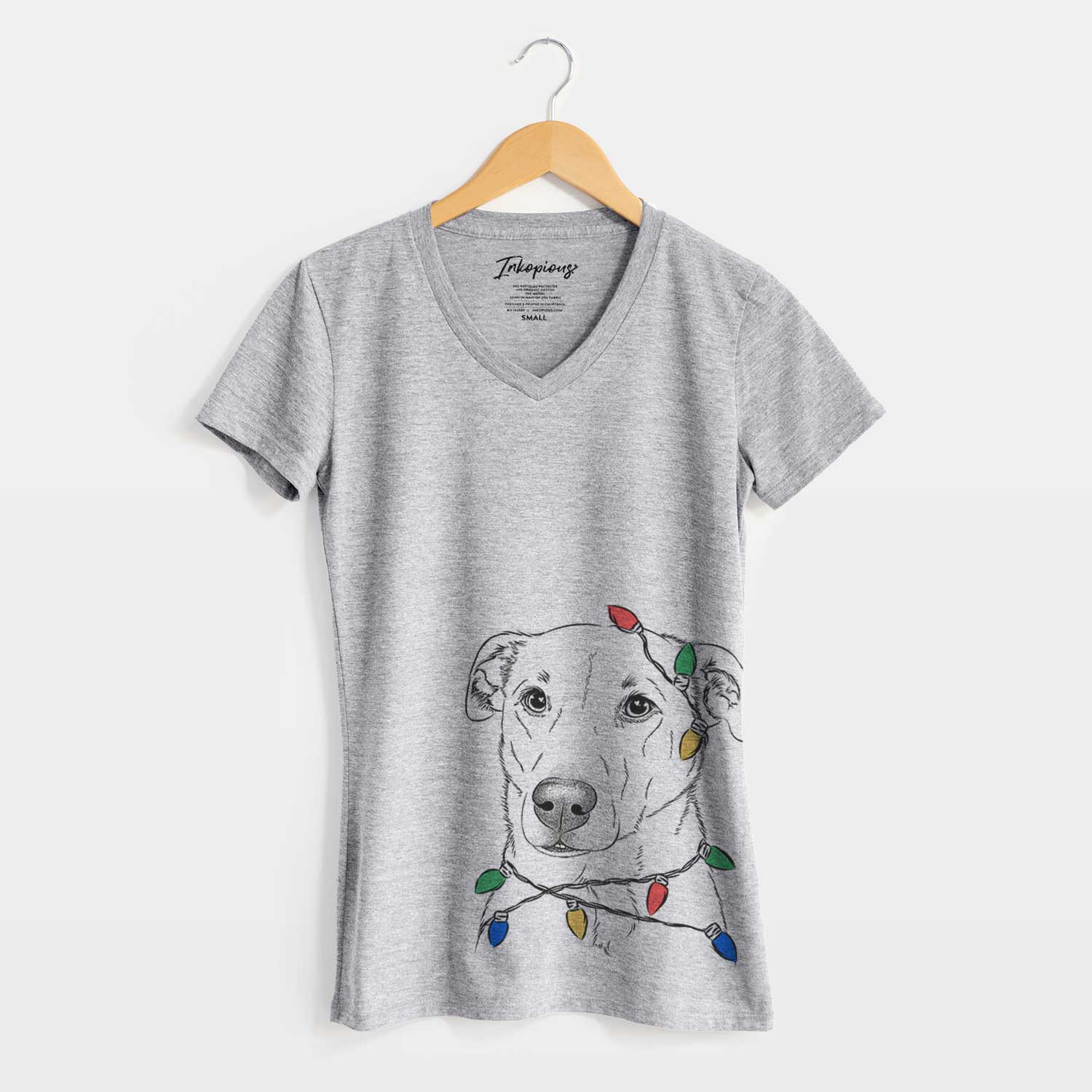 Christmas Lights Nala the American Staffordshire Terrier - Women's V-neck Shirt