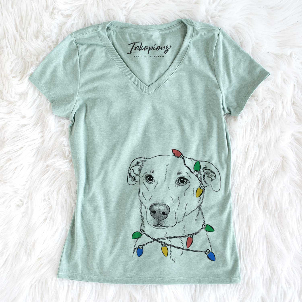 Christmas Lights Nala the American Staffordshire Terrier - Women&#39;s V-neck Shirt