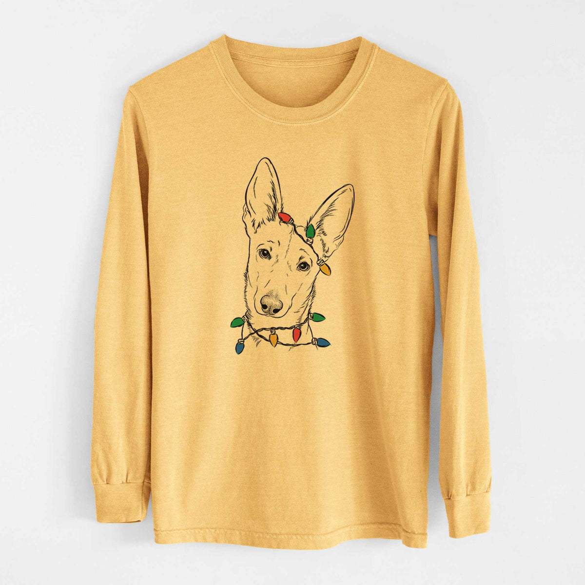 Christmas Lights Nala the Carolina Dog - Heavyweight 100% Cotton Long Sleeve