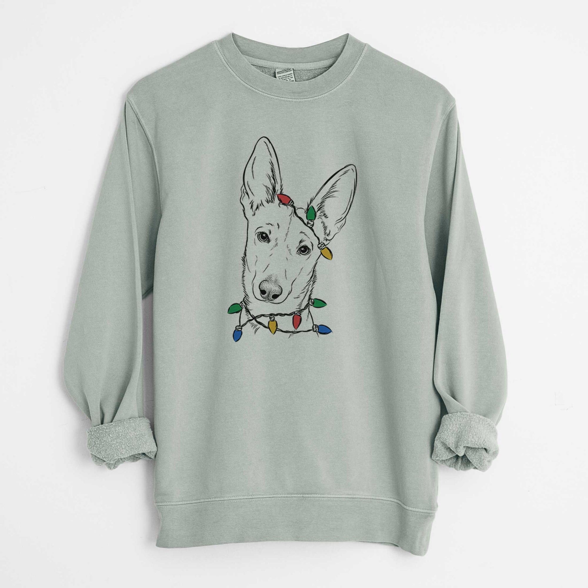 Christmas Lights Nala the Carolina Dog - Unisex Pigment Dyed Crew Sweatshirt