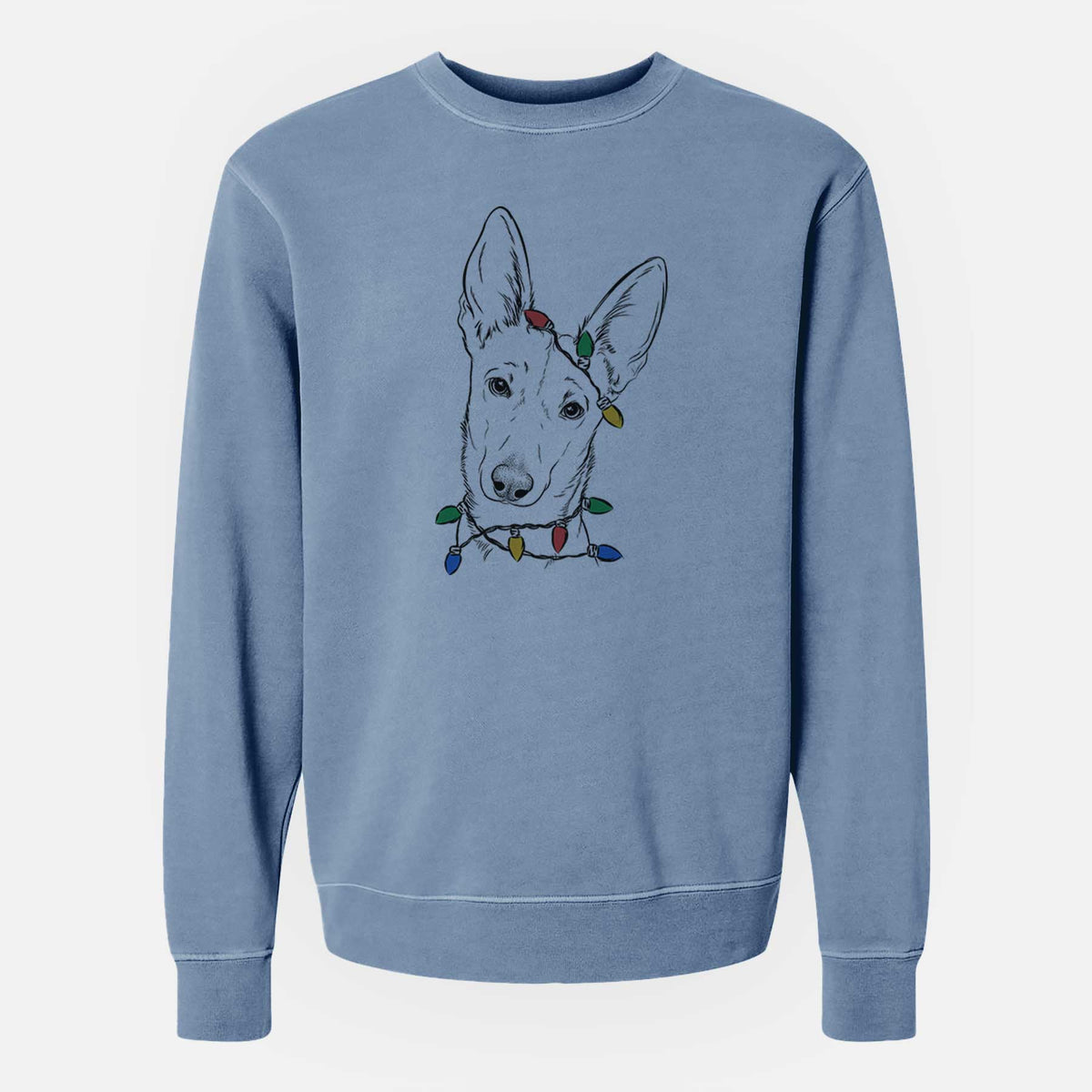 Christmas Lights Nala the Carolina Dog - Unisex Pigment Dyed Crew Sweatshirt